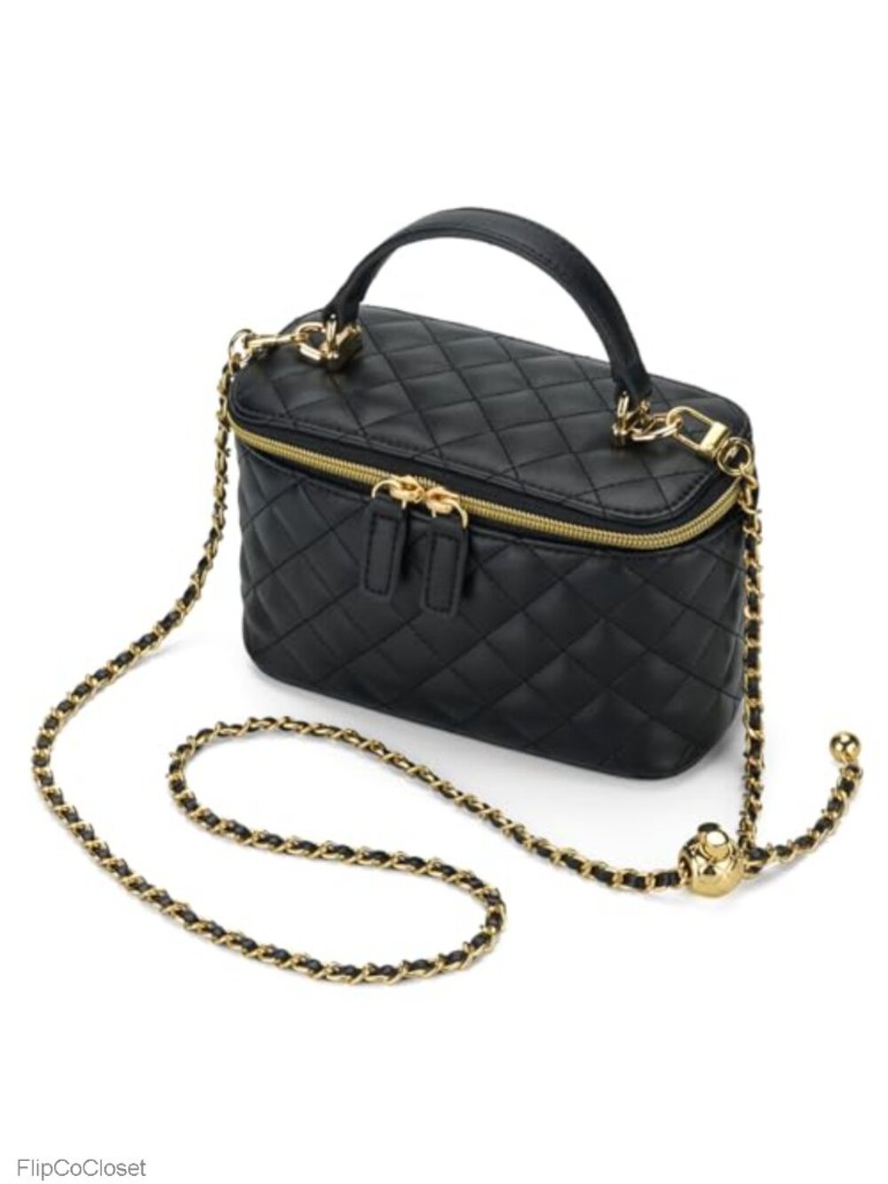 Quilted Crossbody Bag PU Vegan Leather Chain Small Square Purse